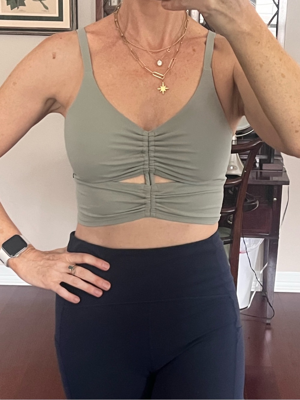 Athleta Sage Green Ruched Top Bralette